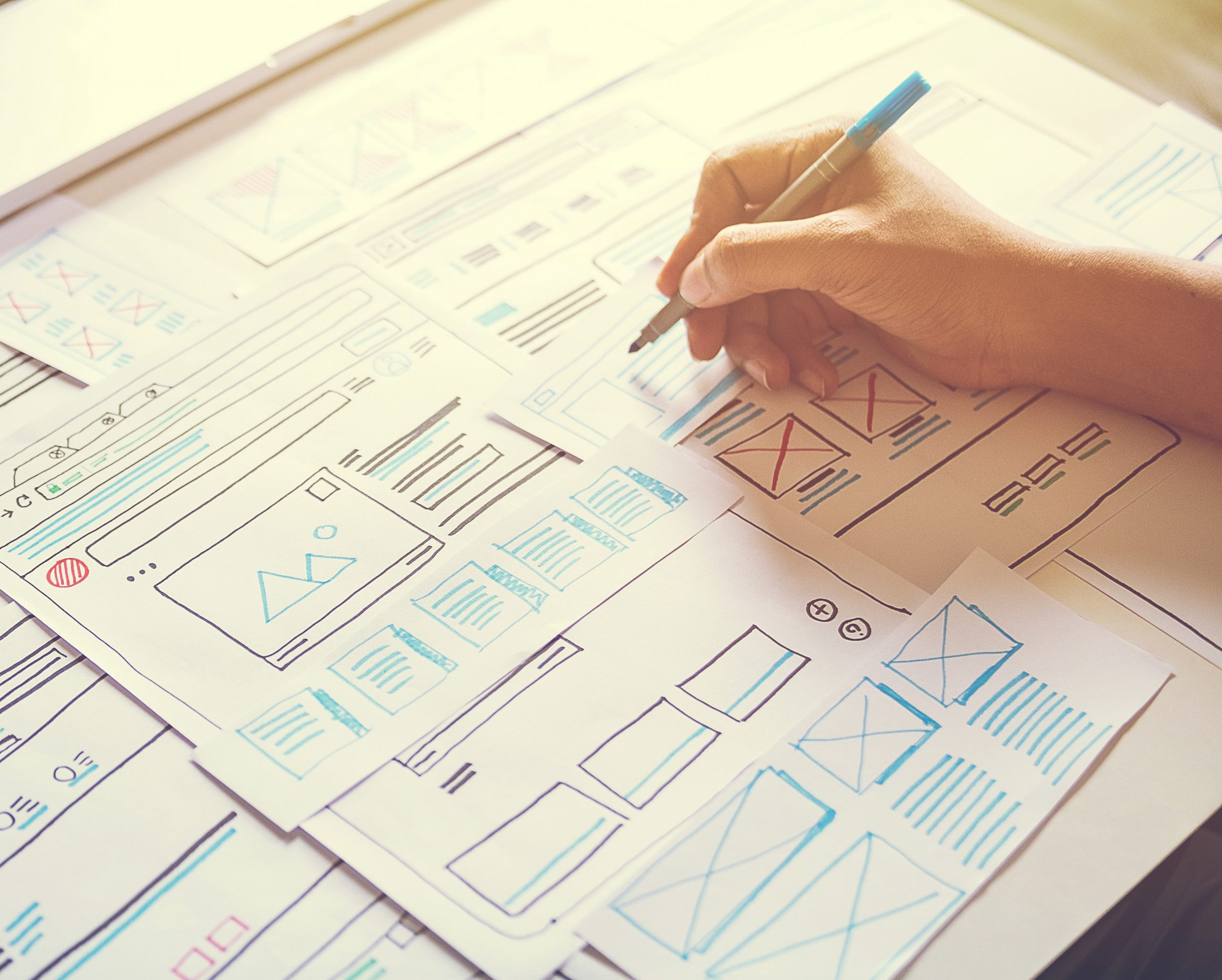 Website designer planning layout