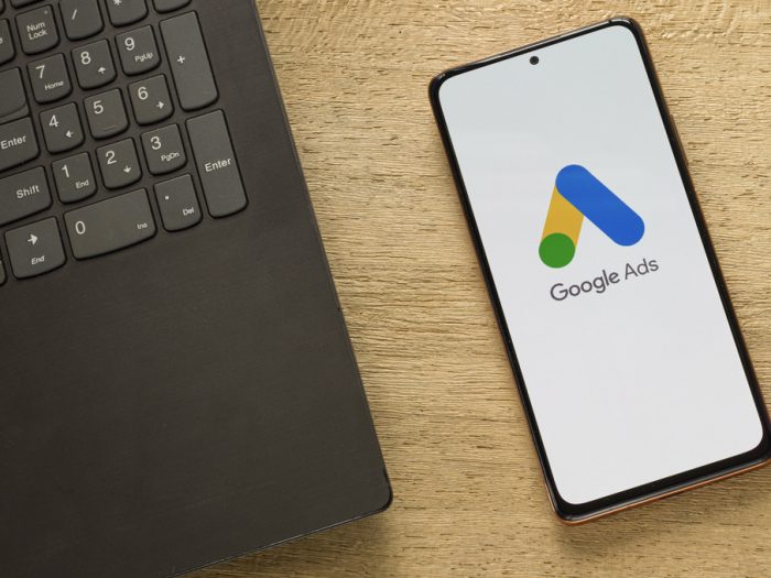 Google Ads logo on phone screen