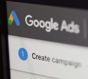 PPC agency creates google ads campaign on laptop screen