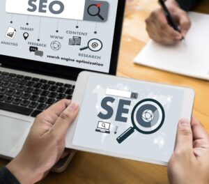 SEO Agency hands at work on SEO