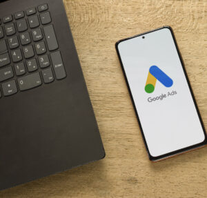 Google Ads logo on phone screen