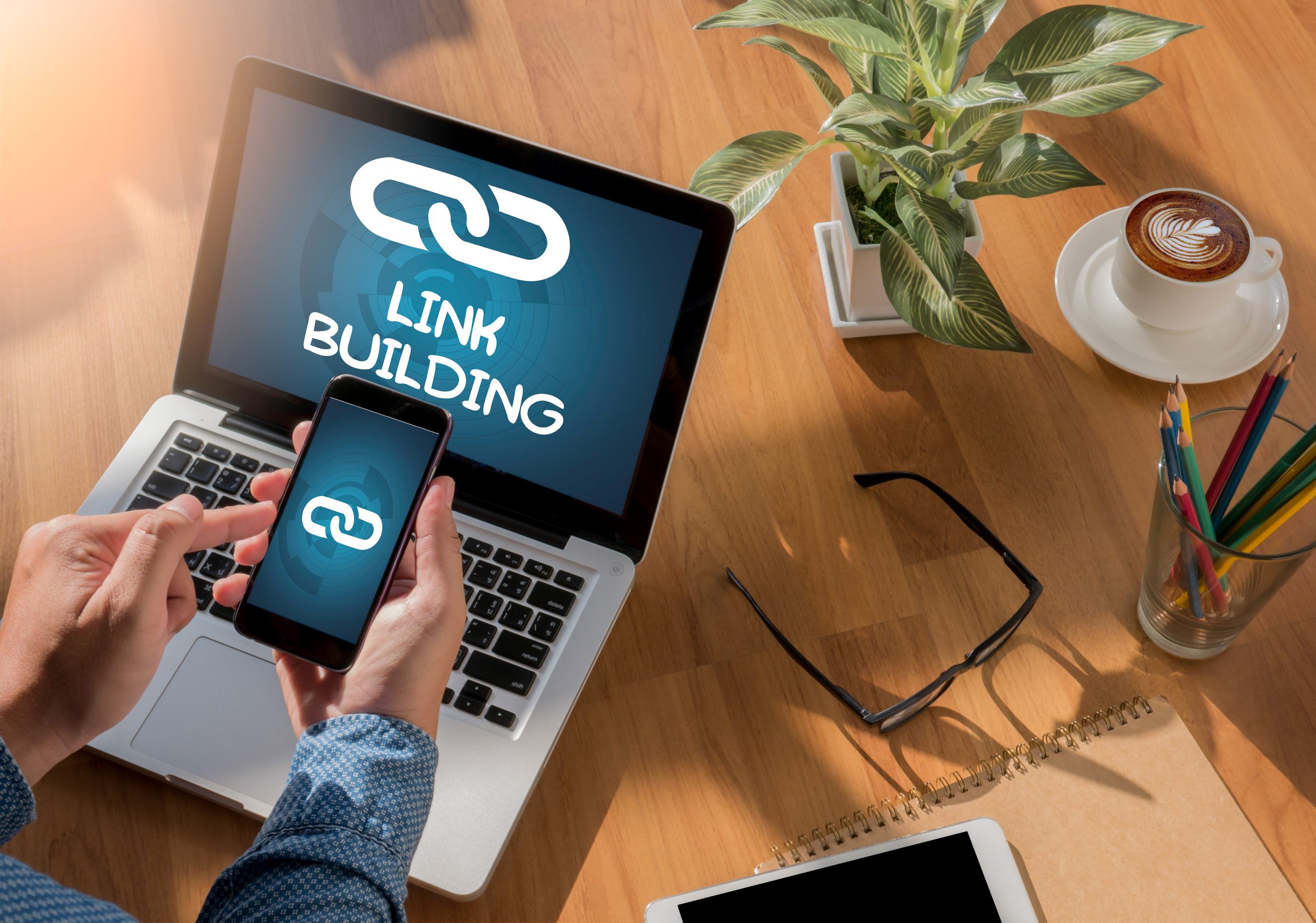 SEO Agency Working On Laptop Link Building