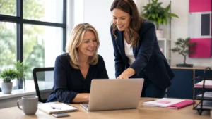 SEO consultants reviewing website performance and planning an SEO strategy for a UK business.